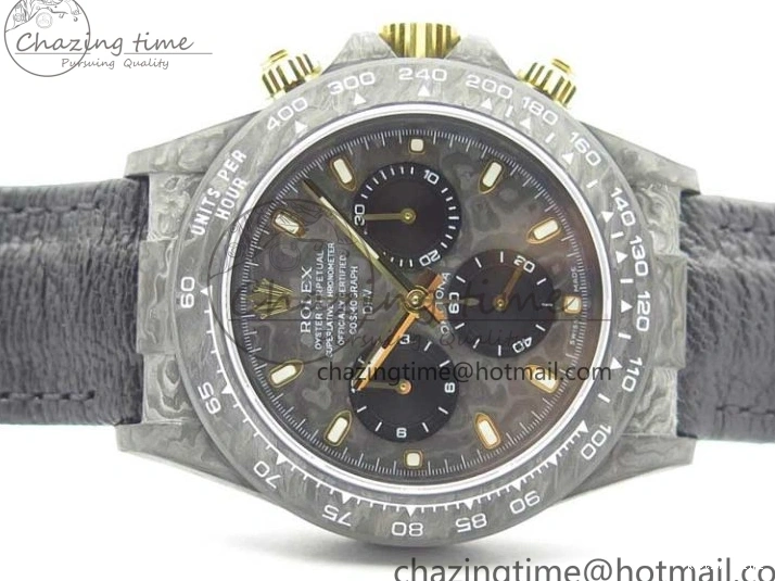 0210 Daytona DIW Carbon OMF Best Edition Carbon Dial on Black Leather Strap A Bright 2836